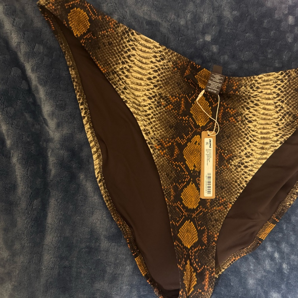 Skims Snake Skin Mid Coverage Bikini Bottom